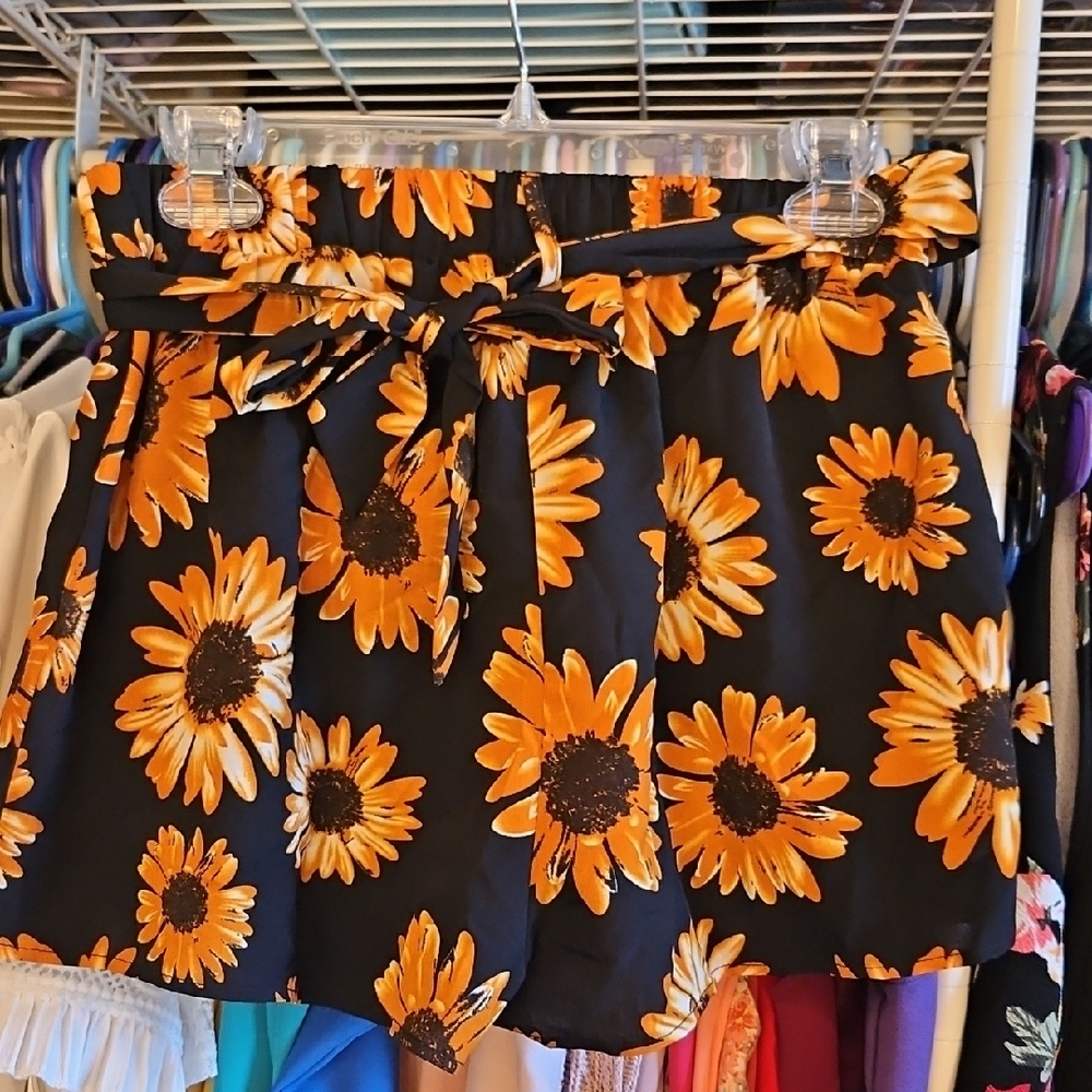Floral Black and Orange Women's Skirt